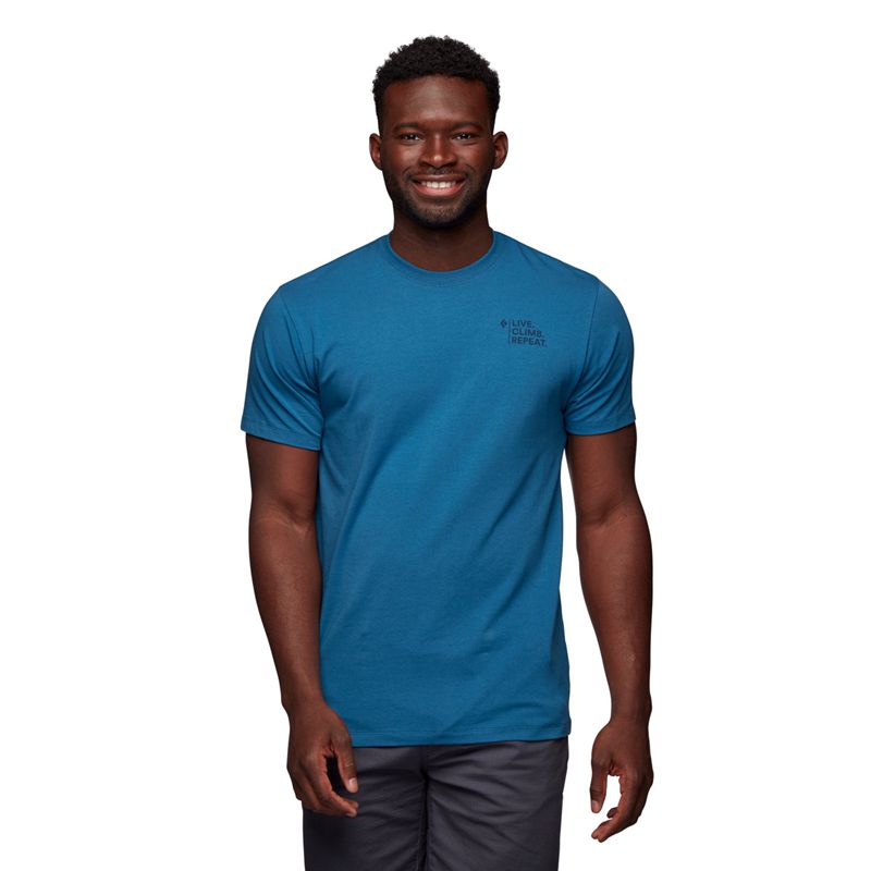 Black Diamond Desert To Mountain SS Men's Tops Blue | AMNES8943