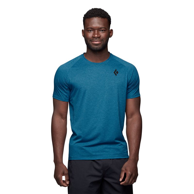 Black Diamond Lightwire SS Tech Men's Tops Blue | CBIXL8375