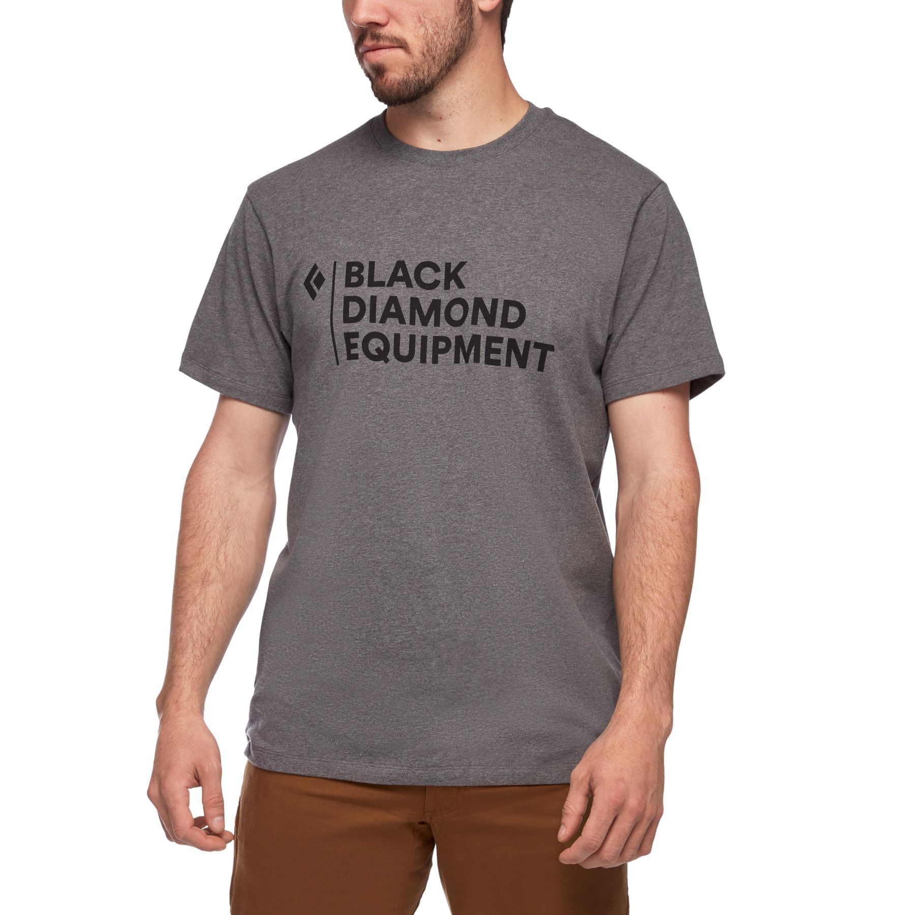 Black Diamond Stacked Logo Men's Tops Grey | JPXLU8017