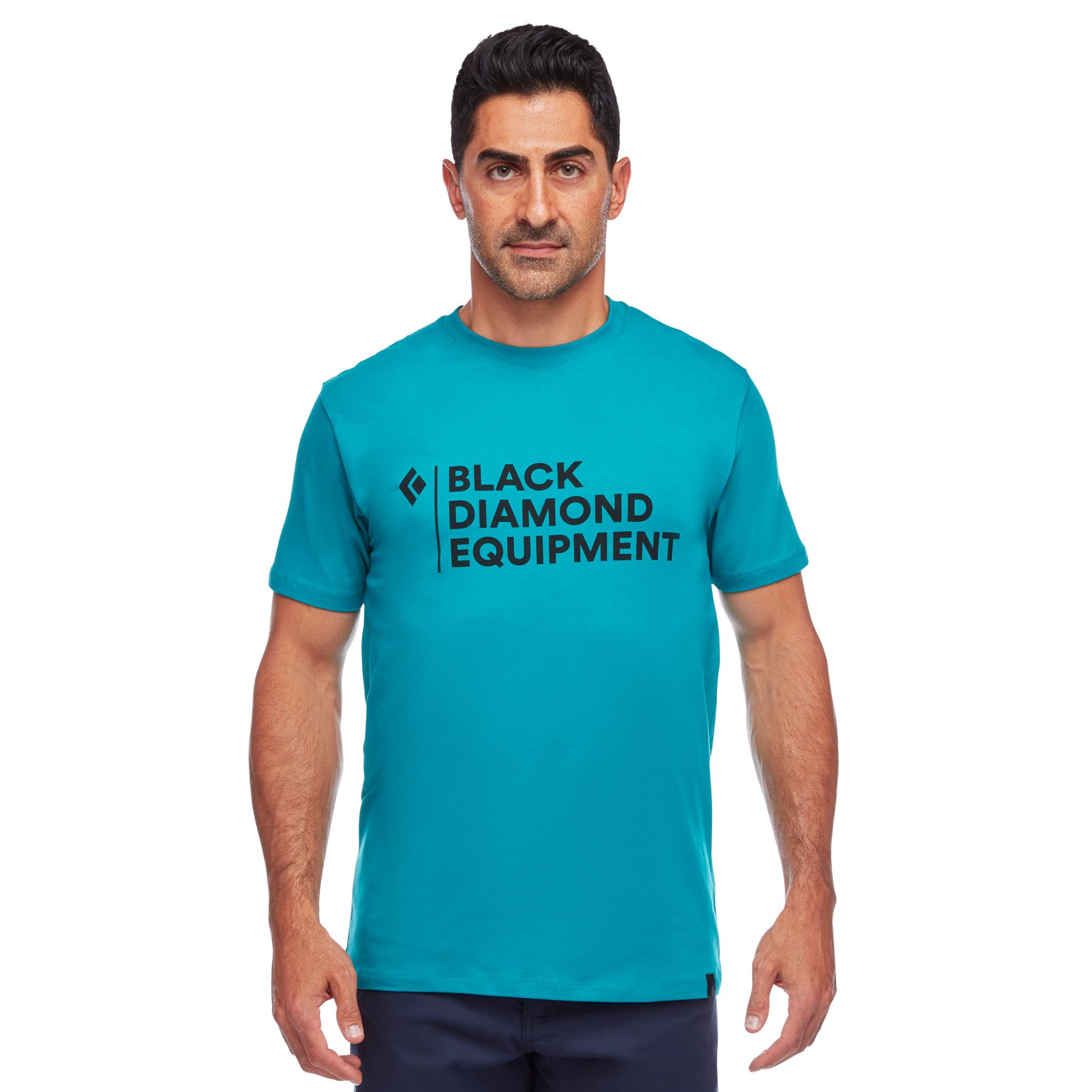 Black Diamond Stacked Logo Men's Tops Turquoise | GPQUB1354