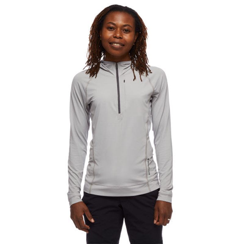 Black Diamond Alpenglow Pro Women\'s Tops Grey | HQGBV3490