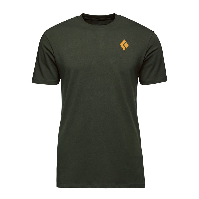 Black Diamond BD Mountain Badge SS Men's Tops Grey Green | DAYRE1802