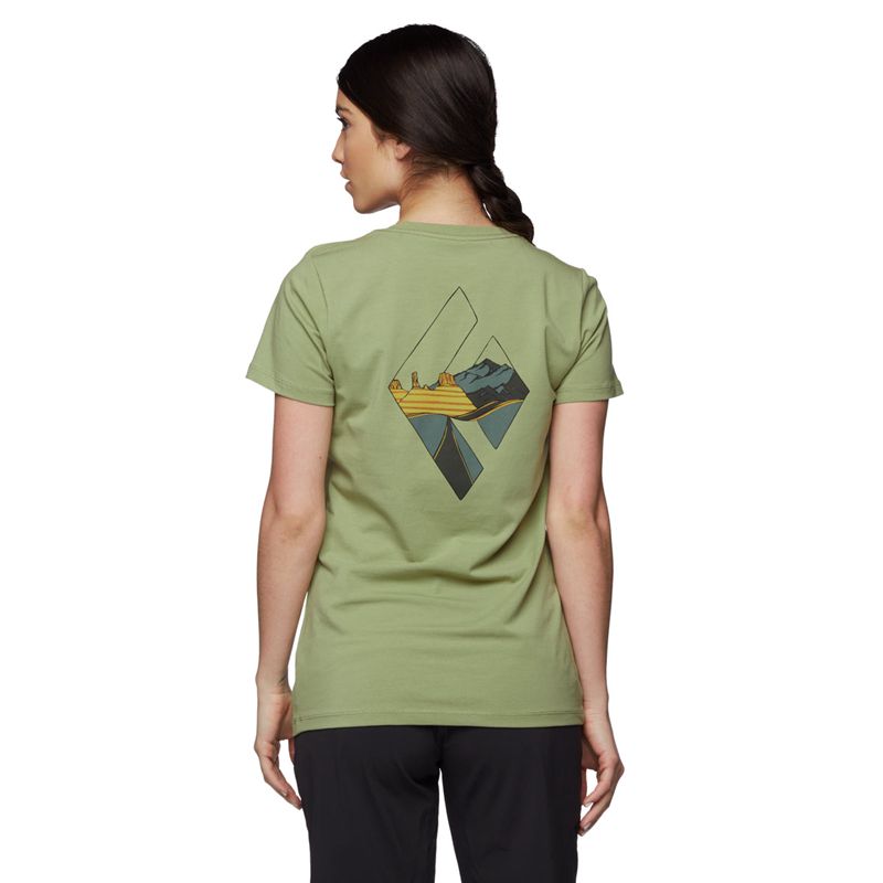 Black Diamond Desert To Mountain SS Women's Tops Green | BHDKU7132