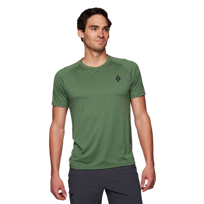 Black Diamond Lightwire SS Tech Men\'s Tops Green | PKGAX6708