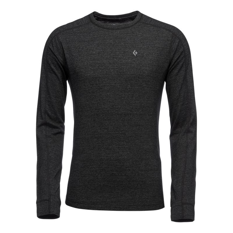 Black Diamond Solution 150 Merino Base Crew Men's Tops Black | NKLQM1924