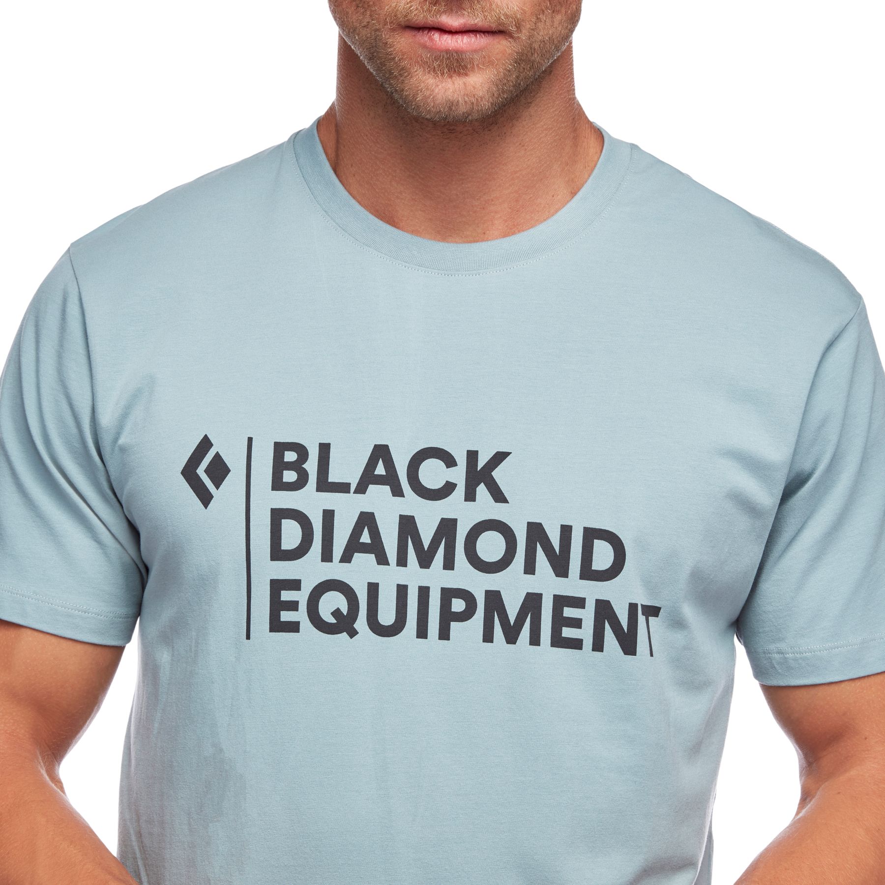 Black Diamond Stacked Logo Men's Tops Blue | SMQHA2814