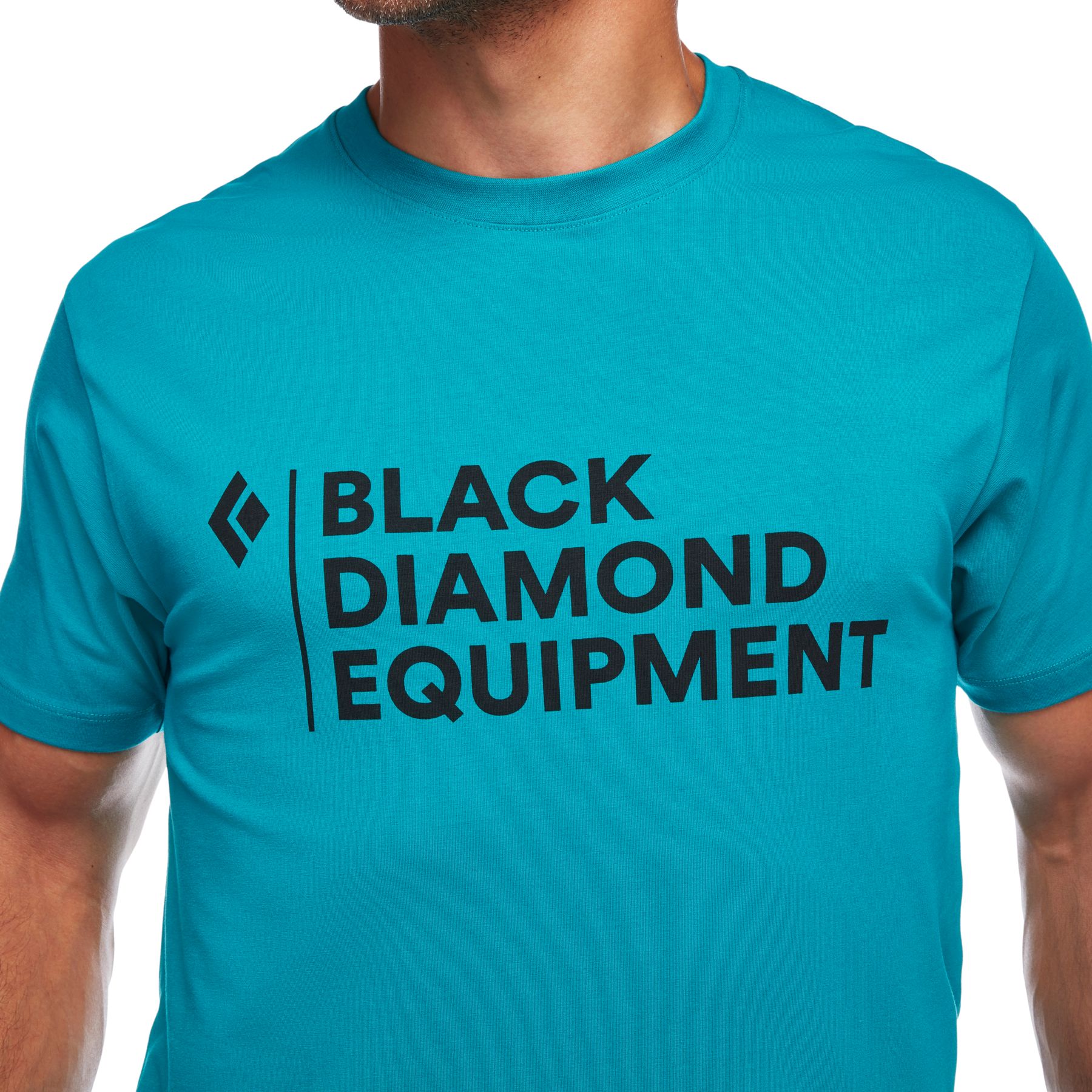 Black Diamond Stacked Logo Men's Tops Turquoise | GPQUB1354