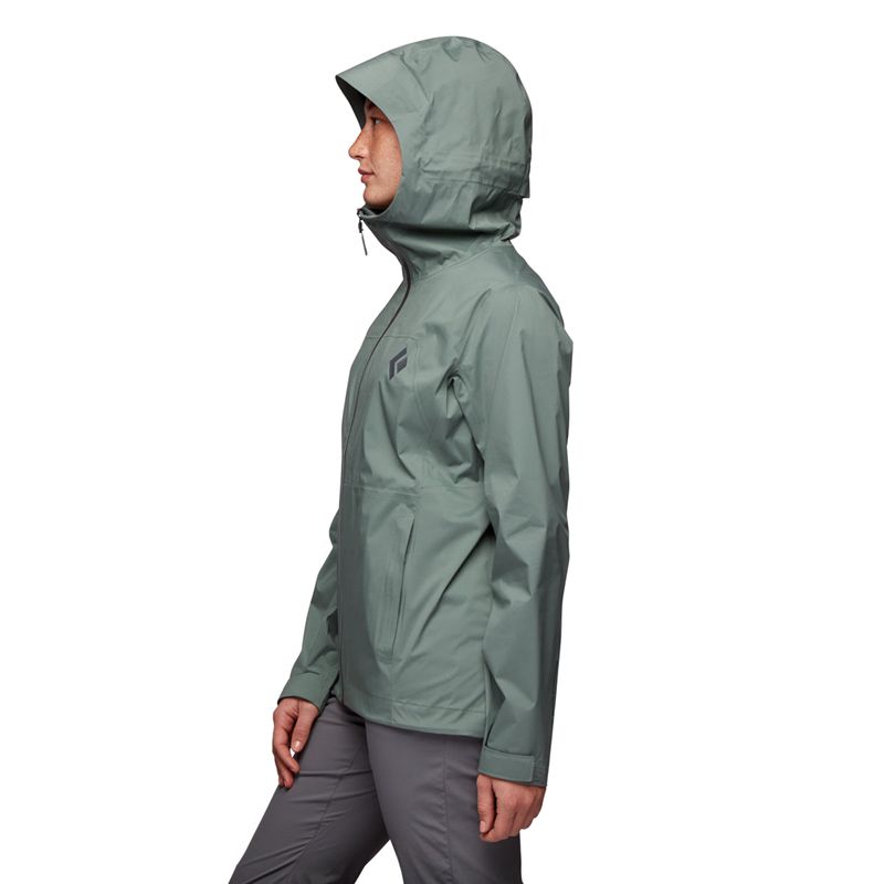 Black Diamond Stormline Stretch Rain Shell Women's Jackets Green | CAKZS9736